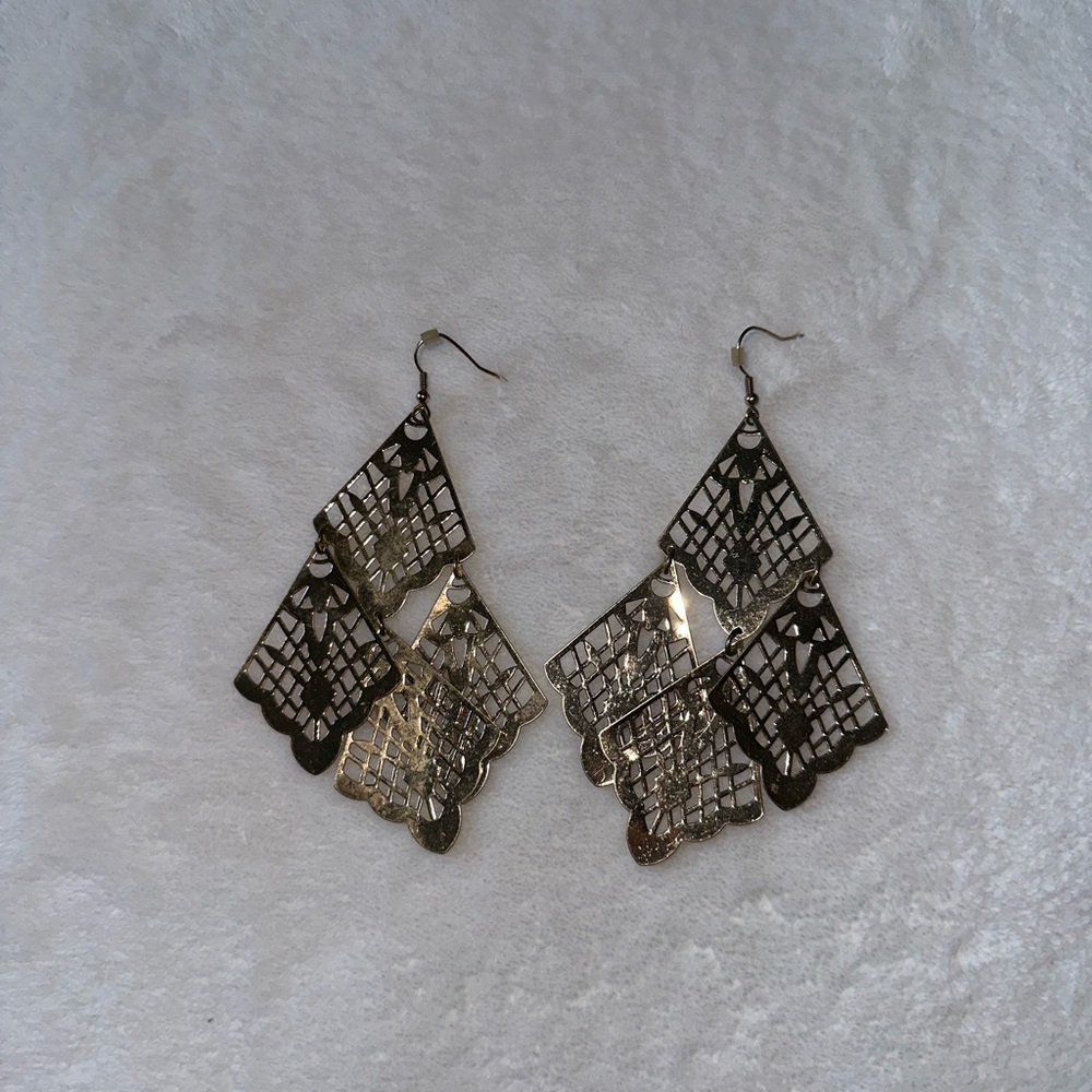 Express Gold and Black Geometric Earrings